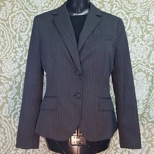 New York & Company Striped Gray Black Blazer Sz 12